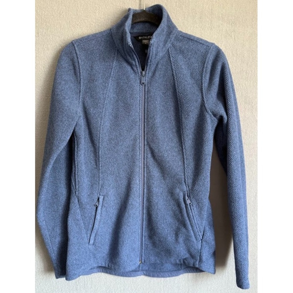 Athleta Stroll Fleece Full Zip Jacket Women Size Small Blue Long Sleeve Pockets‎